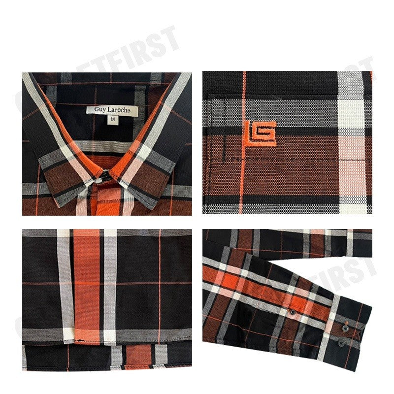 GUY LAROCHE รุ่น MEN'S PLAID LONG SLEEVES SHIRT CODE: BAB1200S3BL เสื้อเชิ้ตแขนยาว เสื้อเชิ้ตคอปก เสื้อเชิ้ตผู้ชาย
