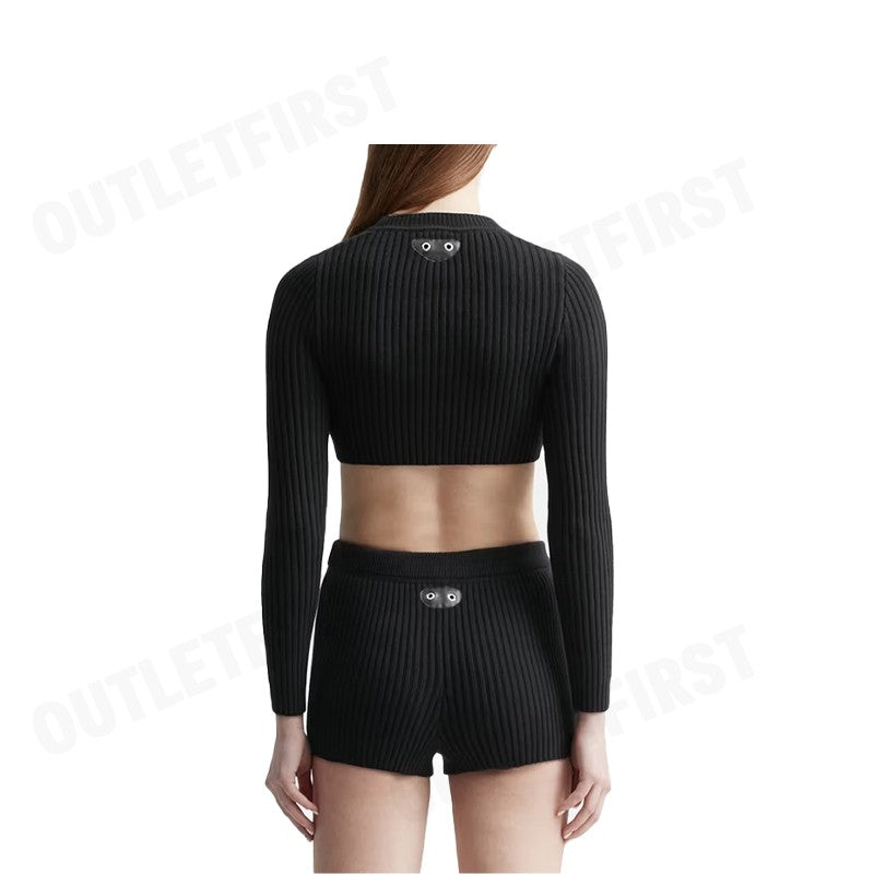 TEAM WANG รุ่น BALLOON TOP AND SHORTS SET CODE: TW-FW22A010 BK ชุดเซ็ทเสื้อครอปกางเกงขาสั้น ชุดเซ็ท