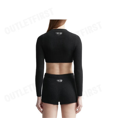 TEAM WANG รุ่น BALLOON TOP AND SHORTS SET CODE: TW-FW22A010 BK ชุดเซ็ทเสื้อครอปกางเกงขาสั้น ชุดเซ็ท