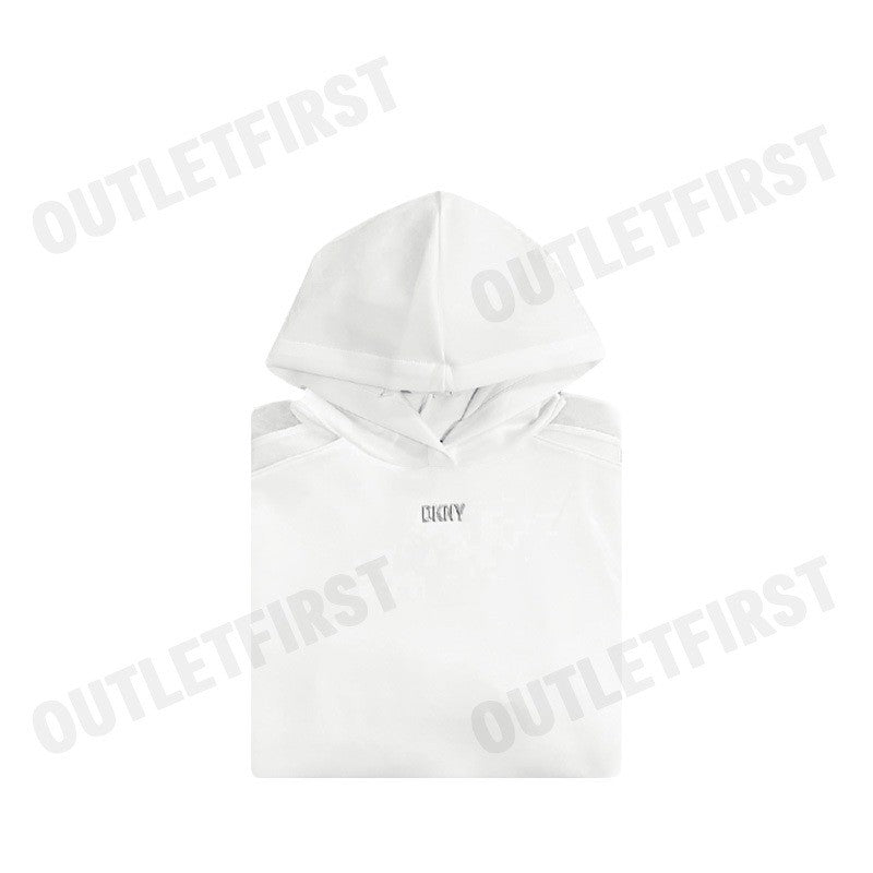 DKNY รุ่น ORGANZA SLEEVE CROP HOODIE CODE: P4BHSWSH IVY เสื้อครอปแขนยาว เสื้อครอปผู้หญิง เสื้อครอปมีฮู้ด