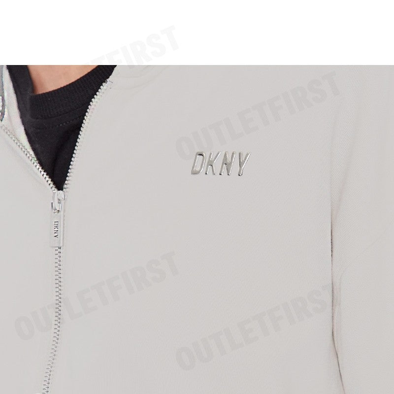 DKNY SPORT รุ่น METALLIC BUBBLE LOGO FULL ZIP HOODIE CODE: DP3J9279 SAN เสื้อแขนยาว เสื้อครอป เสื้อฮู้ด
