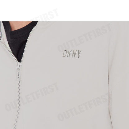 DKNY SPORT รุ่น METALLIC BUBBLE LOGO FULL ZIP HOODIE CODE: DP3J9279 SAN เสื้อแขนยาว เสื้อครอป เสื้อฮู้ด