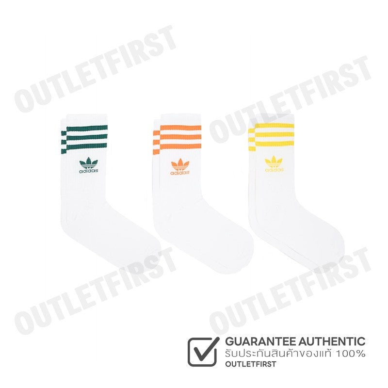 ADIDAS รุ่น MID CUT CREW SOCKS 3 PAIRS CODE: IU2661 ถุงเท้า ถุงเท้ากีฬา ถุงเท้าข้อยาว