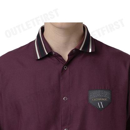 ARMANI EXCHANGE รุ่น  LOOSE FIT FLANNEL SHIRT WITH SNAP BUTTONS CODE: 6RZC22 ZNXWZ 14AU เสื้อเชิ้ตแขนยาว เสื้อโปโลผู้ชาย