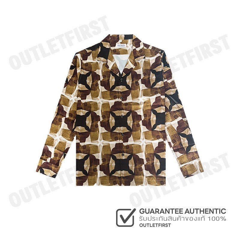GUY LAROCHE รุ่น MEN'S LONG-SLEEVED PRINTED BROWN SHIRT CODE: BAB5201W2BR เสื้อเชิ้ตแขนยาว เสื้อเชิ๊ต เสื้อผู้ชาย