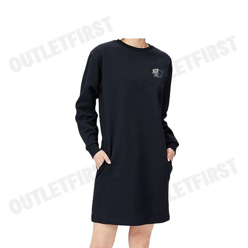 LACOSTE รุ่น ARCHIVE BADGE MIX SWEATSHIRT DRESS CODE: EF6561 10 166 เดรสสเวตเตอร์หญิง เดรสแขนยาว เดรสคอกลม