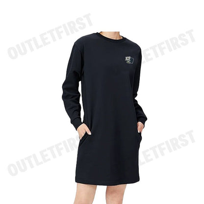 LACOSTE รุ่น ARCHIVE BADGE MIX SWEATSHIRT DRESS CODE: EF6561 10 166 เดรสสเวตเตอร์หญิง เดรสแขนยาว เดรสคอกลม