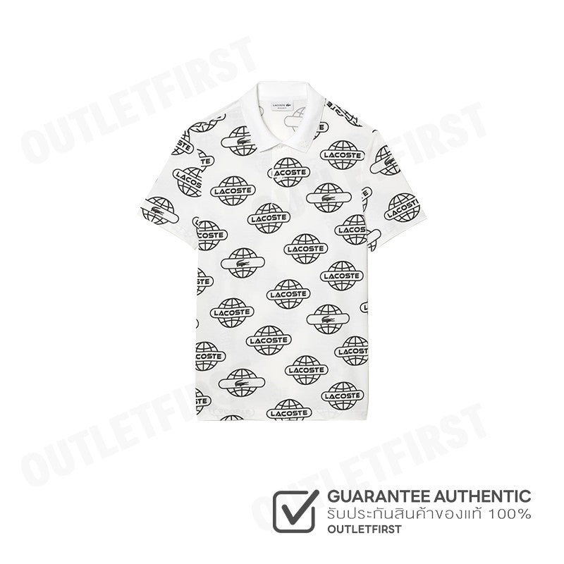 LACOSTE รุ่น GLOBE PRINT LACOSTE MOVEMENT POLO SHIRT CODE: PH6241 10 AU8 เสื้อโปโล เสื้อโปโลแขนสั้น เสื้อโปโลผู้ชาย