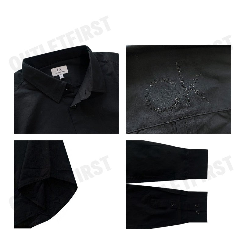 CK CALVIN KLEIN รุ่น COTTON STRETCH SLIM BUTTON-DOWN SHIRT (BLACK) CODE: 1222W M541 เสื้อเชิ้ตแขนยาว เสื้อเชิ้ตผู้ชาย