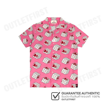 JOHN HENRY รุ่น CUBIC COLLAR BLOCK PATTERN PRINTED SHIRT (PINK) CODE:JH S124MSSRL16 เสื้อเชิ้ตแขนสั้น เสื้อคอปก เสื้อลาย