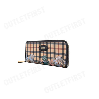 DAKS รุ่น  House Check Flower Long Wallet  Code: WWEG312S1BLLN กระเป๋าสตางค์ใบยาว กระเป๋าผู้หญิง กระเป๋าแฟชั่น