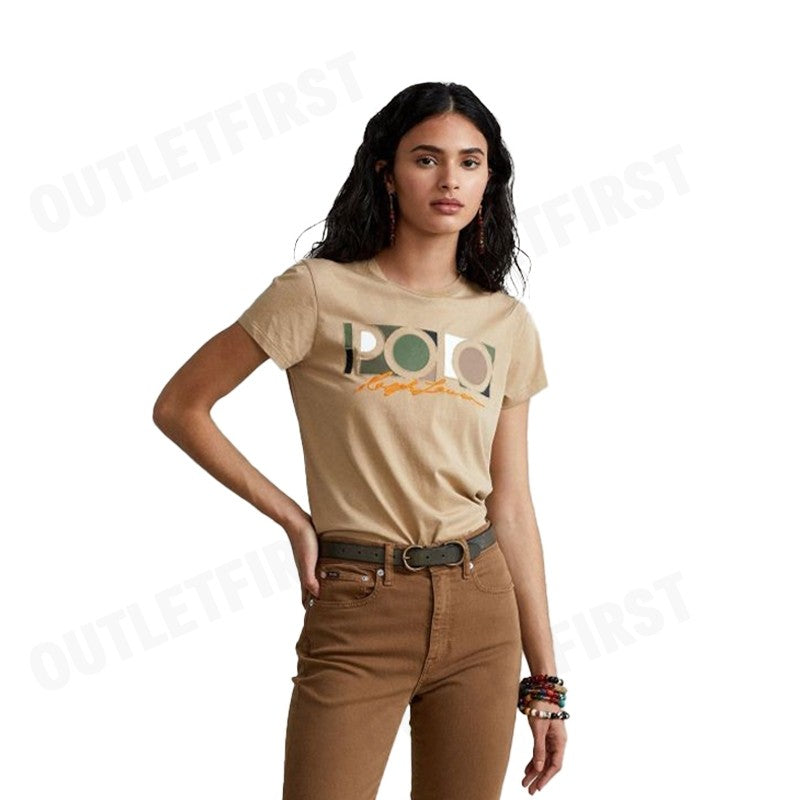 POLO RALPH LAUREN รุ่น  EMBROIDERED LOGO GRAPHIC JERSEY TEE FEMALE T-SHIRT  CODE: 211898788003 เสื้อยืดคอกลม เสื้อผู้หญิ