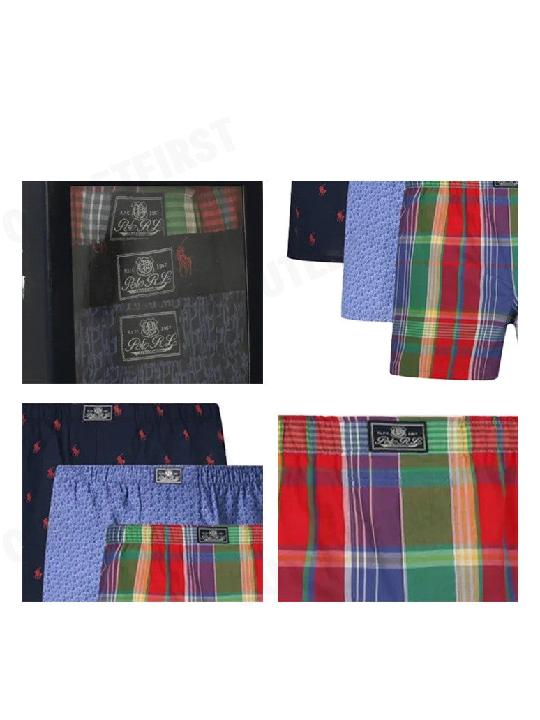 POLO RALPH LAUREN รุ่น  CLASSIC COTTON BOXER 3-PACK CODE: 714910655001 กางเกงชั้นในผู้ชาย กางเกงบ๊อกเซอร์ กางเกงผู้ชาย