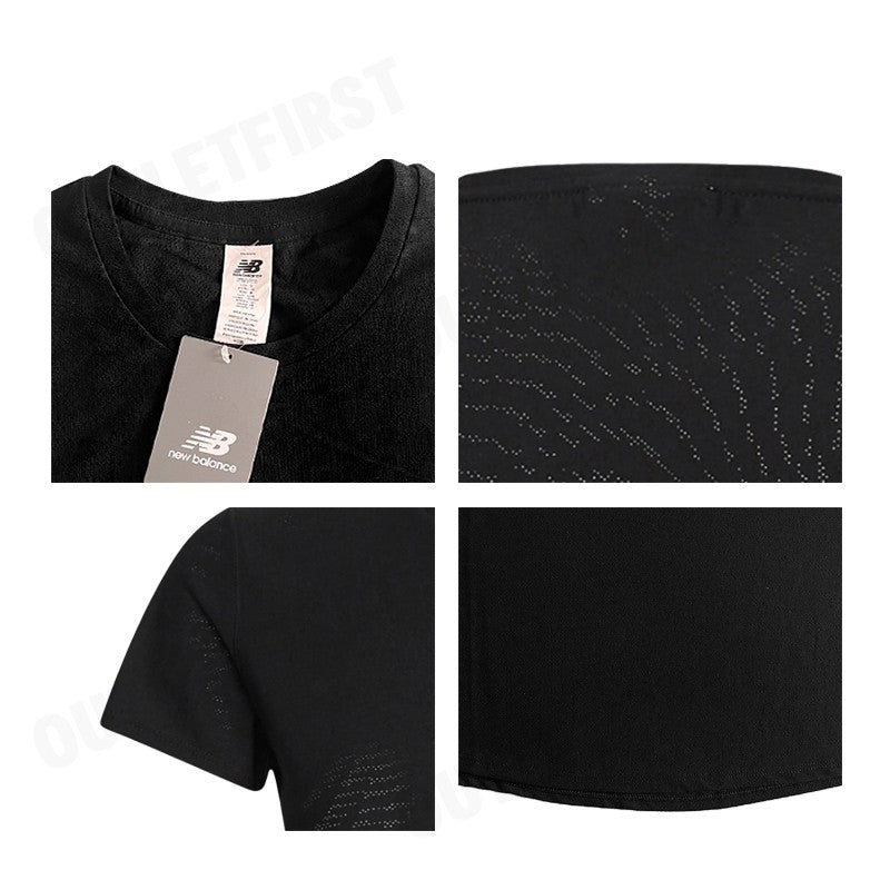 NEW BALANCE รุ่น WOMAN'S JACQUARD SLIM T-SHIRT CODE: WT41281 BK เสื้อยืดคอกลม เสื้อยืดแขนสั้น เสื้อยืดผู้หญิง
