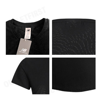 NEW BALANCE รุ่น WOMAN'S JACQUARD SLIM T-SHIRT CODE: WT41281 BK เสื้อยืดคอกลม เสื้อยืดแขนสั้น เสื้อยืดผู้หญิง