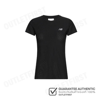 NEW BALANCE รุ่น WOMAN'S JACQUARD SLIM T-SHIRT CODE: WT41281 BK เสื้อยืดคอกลม เสื้อยืดแขนสั้น เสื้อยืดผู้หญิง
