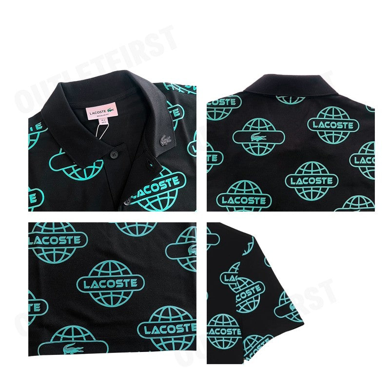 LACOSTE รุ่น GLOBE PRINT LACOSTE MOVEMENT POLO SHIRT CODE: PH6241 10 QPI เสื้อโปโล เสื้อโปโลแขนสั้น เสื้อโปโลคอปก
