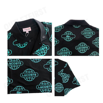 LACOSTE รุ่น GLOBE PRINT LACOSTE MOVEMENT POLO SHIRT CODE: PH6241 10 QPI เสื้อโปโล เสื้อโปโลแขนสั้น เสื้อโปโลคอปก