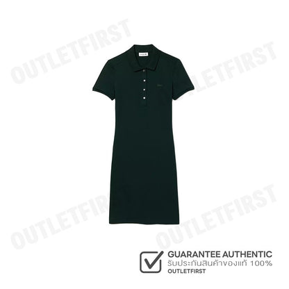 LACOSTE รุ่น WOMEN'S LACOSTE SLIM FIT STRETCH COTTON STRIPED POLO CODE: EF5473 10 YZP เดรสโปโลหญิง เดรสแขนสั้น เดรสคอปก