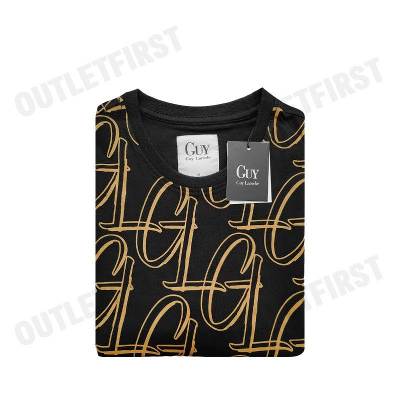 GUY LAROCHE รุ่น  SHORT SLEEVE SLIMFIT PRINTED T-SHIRT CODE: DKT5200S3BL เสื้อยืดคอกลมชาย เสื้อผู้ชาย เสื้อยืด