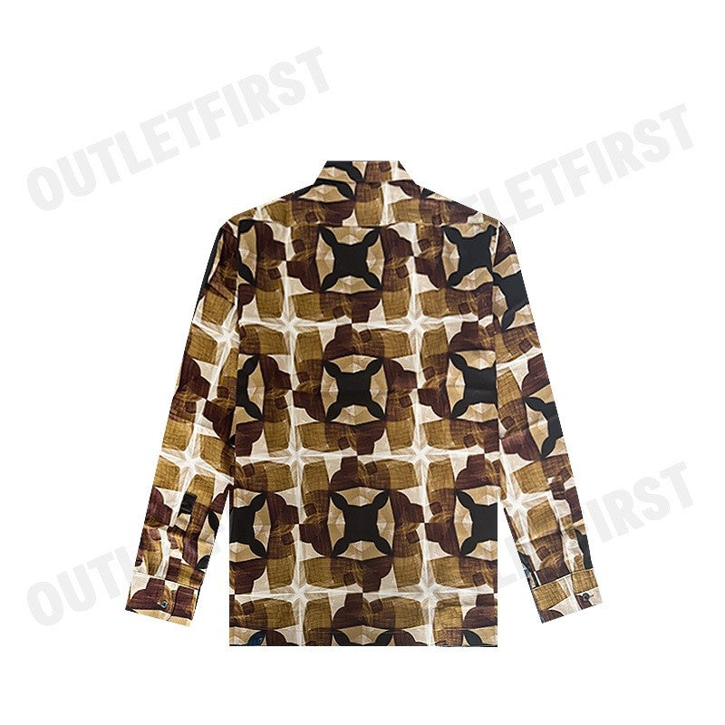 GUY LAROCHE รุ่น MEN'S LONG-SLEEVED PRINTED BROWN SHIRT CODE: BAB5201W2BR เสื้อเชิ้ตแขนยาว เสื้อเชิ๊ต เสื้อผู้ชาย