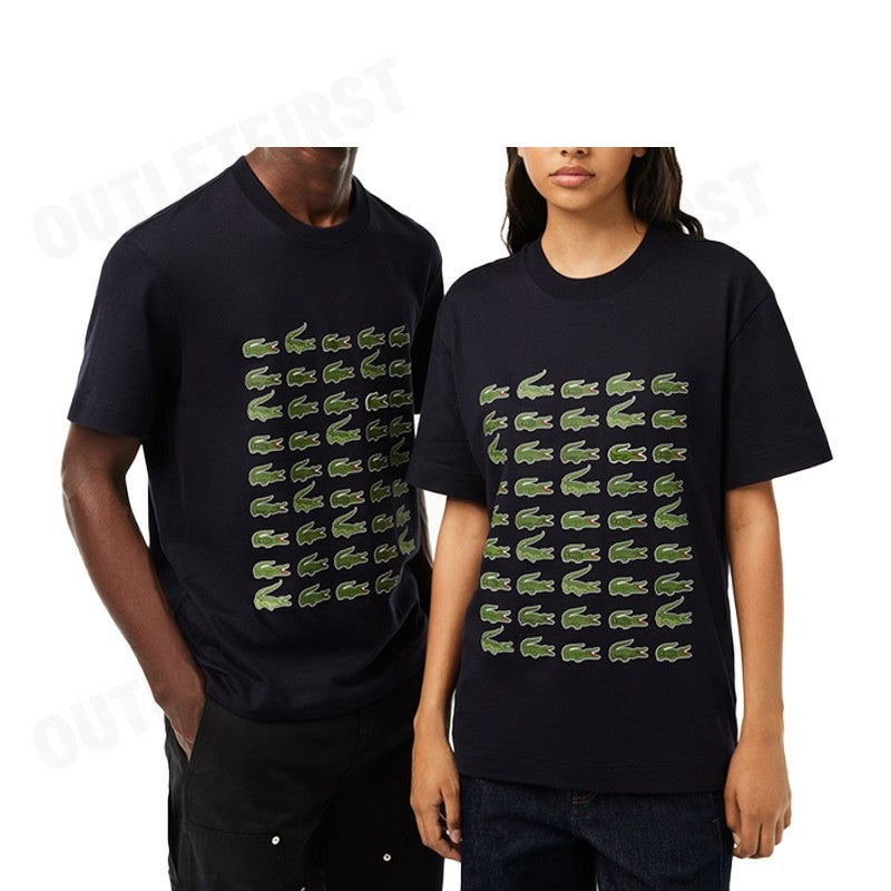 LACOSTE รุ่น COTTON CROCODILE PRINT T-SHIRT CODE: TH6388 10 HDE เสื้อยืดคอกลม เสื้อยืดแขนสั้น เสื้อยืด