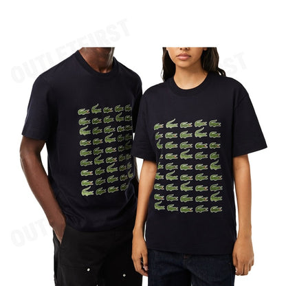 LACOSTE รุ่น COTTON CROCODILE PRINT T-SHIRT CODE: TH6388 10 HDE เสื้อยืดคอกลม เสื้อยืดแขนสั้น เสื้อยืด