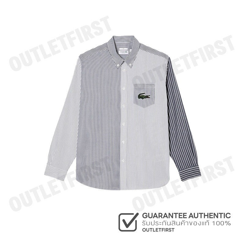 LACOSTE รุ่น RELAXED FIT BIG CROC STRIPE SHIRT CODE: CH0535 10 522 เสื้อเชิ้ตแขนยาว เสื้อเชิ้ตลายทาง เสื้อเชิ้ต