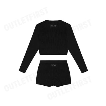TEAM WANG รุ่น BALLOON TOP AND SHORTS SET CODE: TW-FW22A010 BK ชุดเซ็ทเสื้อครอปกางเกงขาสั้น ชุดเซ็ท