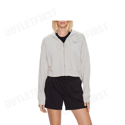 DKNY SPORT รุ่น METALLIC BUBBLE LOGO FULL ZIP HOODIE CODE: DP3J9279 SAN เสื้อแขนยาว เสื้อครอป เสื้อฮู้ด