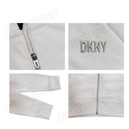 DKNY SPORT รุ่น METALLIC BUBBLE LOGO FULL ZIP HOODIE CODE: DP3J9279 SAN เสื้อแขนยาว เสื้อครอป เสื้อฮู้ด