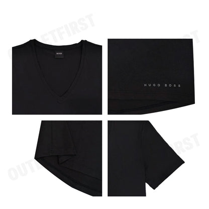 HUGO BOSS รุ่น T-SHIRT V-NECK URBAN LONGER BACK CODE: 50377709 001 เสื้อยืดคอวี เสื้อยืดสีดำ เสื้อยืดแขนสั้น