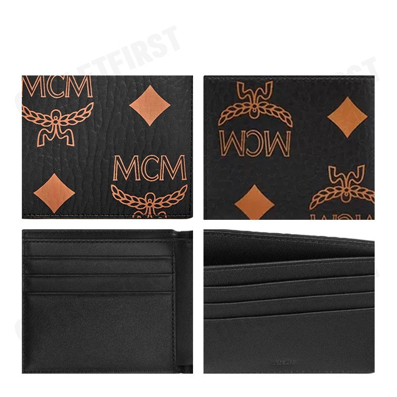 MCM รุ่น  BIFOLD WALLET IN MAXI VISETOS CODE: MXS DATA01 BK001 กระเป๋าสตางค์ใบสั้น กระเป๋าสตางค์ กระเป๋า