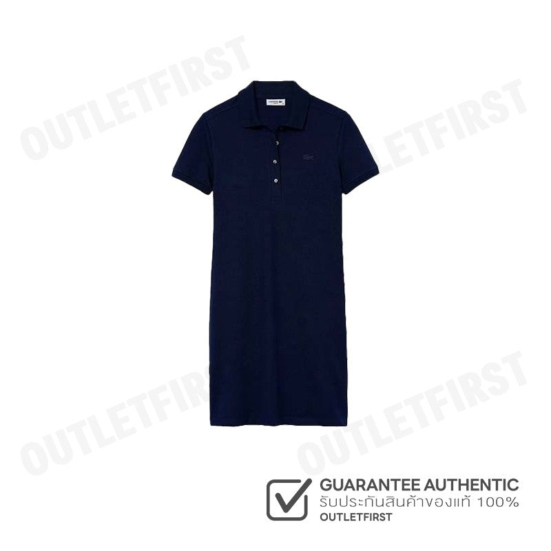 LACOSTE รุ่น  WOMEN'S LACOSTE SLIM FIT STRETCH COTTON STRIPED POLO CODE: EF5473 10 HBM เดรสโปโลหญิง ชุดเดรส ชุดผู้หญิง