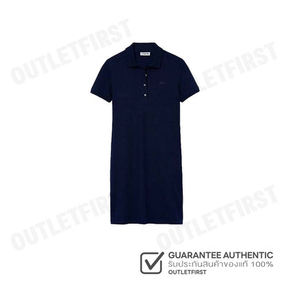 LACOSTE รุ่น  WOMEN'S LACOSTE SLIM FIT STRETCH COTTON STRIPED POLO CODE: EF5473 10 HBM เดรสโปโลหญิง ชุดเดรส ชุดผู้หญิง