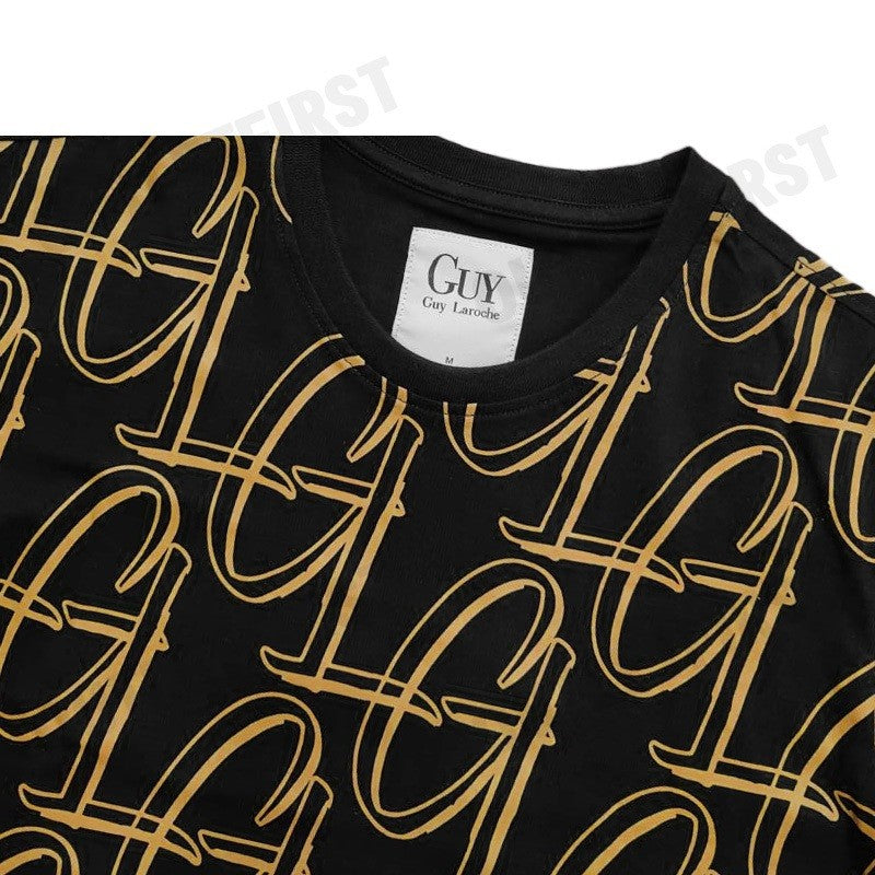 GUY LAROCHE รุ่น  SHORT SLEEVE SLIMFIT PRINTED T-SHIRT CODE: DKT5200S3BL เสื้อยืดคอกลมชาย เสื้อผู้ชาย เสื้อยืด