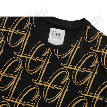 GUY LAROCHE รุ่น  SHORT SLEEVE SLIMFIT PRINTED T-SHIRT CODE: DKT5200S3BL เสื้อยืดคอกลมชาย เสื้อผู้ชาย เสื้อยืด