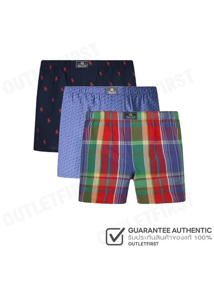 POLO RALPH LAUREN รุ่น  CLASSIC COTTON BOXER 3-PACK CODE: 714910655001 กางเกงชั้นในผู้ชาย กางเกงบ๊อกเซอร์ กางเกงผู้ชาย