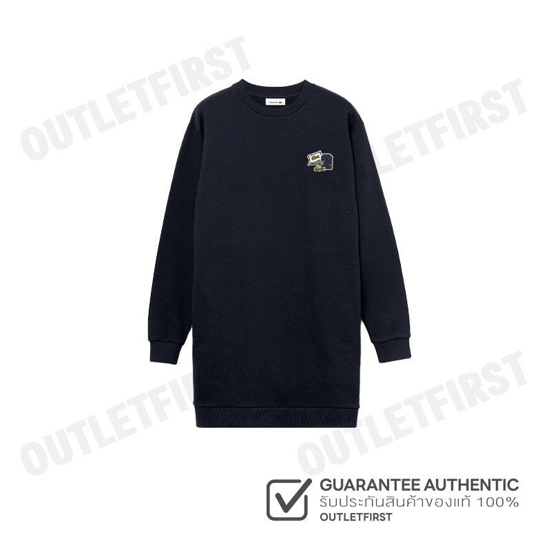 LACOSTE รุ่น ARCHIVE BADGE MIX SWEATSHIRT DRESS CODE: EF6561 10 166 เดรสสเวตเตอร์หญิง เดรสแขนยาว เดรสคอกลม