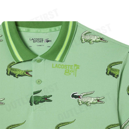 LACOSTE รุ่น MEN’S LACOSTE GOLF CROCODILE PRINT POLO SHIRT CODE: DH5181 10 BT2 เสื้อโปโล เสื้อโปโลแขนสั้น เสื้อผู้ชาย