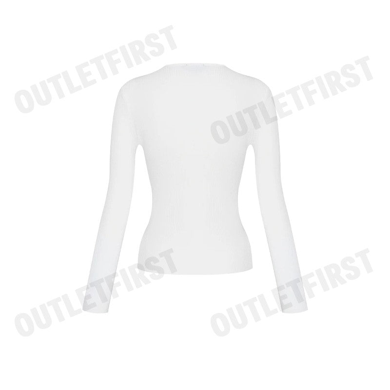 DKNY รุ่น LONG SLEEVE RIBBED ZIP FRONT SWEATER CODE: P4AXAN15 IVY เสื้อคาร์ดิแกน เสื้อคาร์ดิแกนผู้หญิง เสื้อแขนยาว