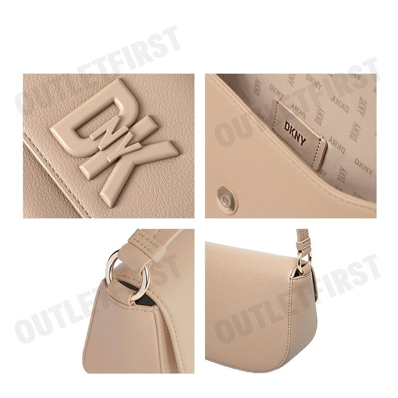 DKNY รุ่น SEVENTH AVENUE NEW MD FLAP CROSSBODY CODE: R41EKC54 NUD กระเป๋าสะพายข้าง กระเป๋า กระเป๋าสะพายไหล่