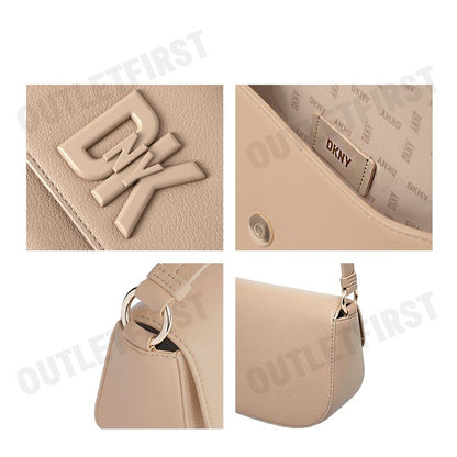 DKNY รุ่น SEVENTH AVENUE NEW MD FLAP CROSSBODY CODE: R41EKC54 NUD กระเป๋าสะพายข้าง กระเป๋า กระเป๋าสะพายไหล่