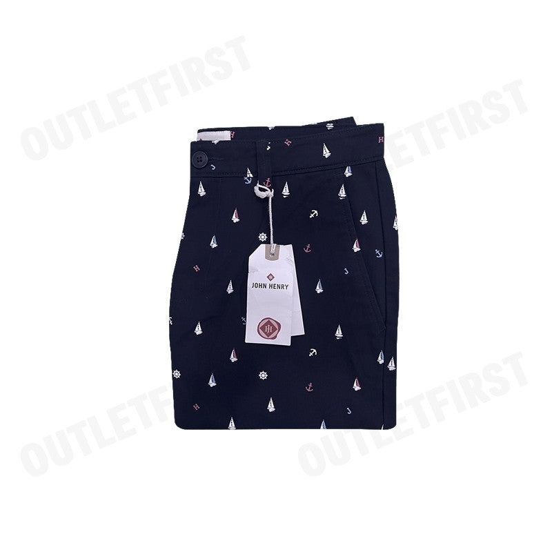JOHN HENRY รุ่น MEN'S COTTON PRINT SHORTS (NAVY) CODE: JH S424MSHSM05 กางเกงขาสั้น กางเกงขาสั้นผู้ชาย กางเกงขาสั้นสีกรม