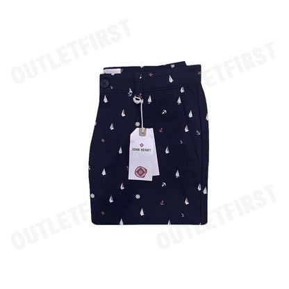JOHN HENRY รุ่น MEN'S COTTON PRINT SHORTS (NAVY) CODE: JH S424MSHSM05 กางเกงขาสั้น กางเกงขาสั้นผู้ชาย กางเกงขาสั้นสีกรม