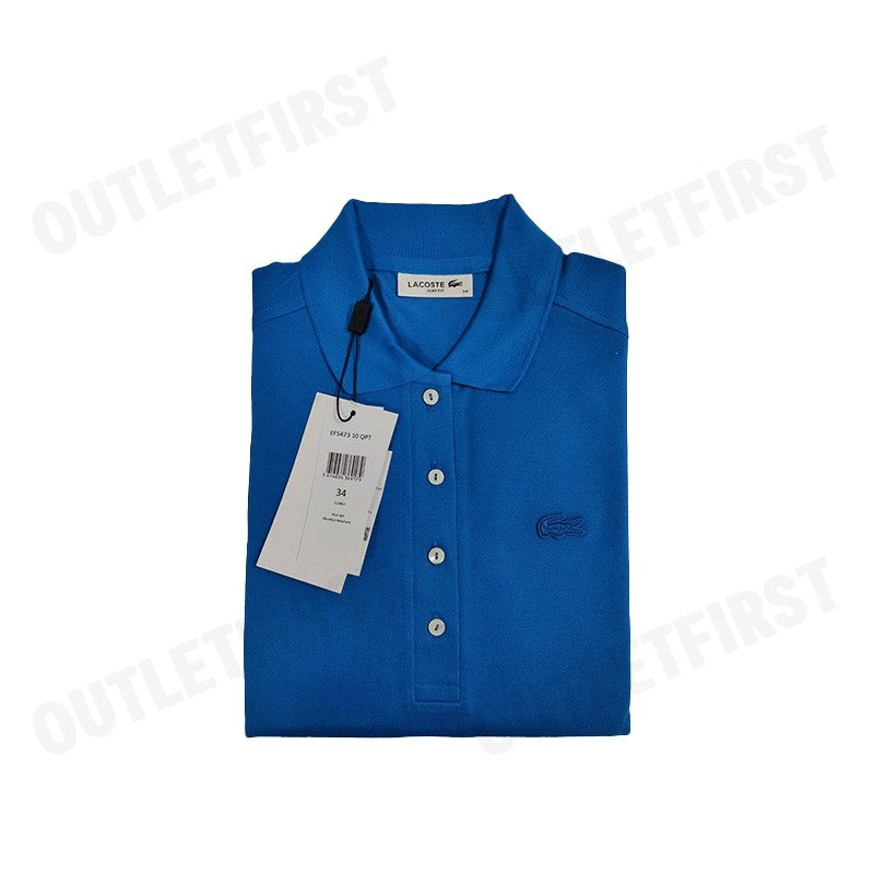 LACOSTE รุ่น WOMEN'S LACOSTE SLIM FIT STRETCH COTTON STRIPED POLO CODE: EF5473 10 QPT เดรสโปโล เดรสคอปก เสื้อผ้าผู้หญิง