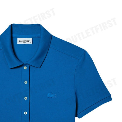 LACOSTE รุ่น WOMEN'S LACOSTE SLIM FIT STRETCH COTTON STRIPED POLO CODE: EF5473 10 QPT เดรสโปโล เดรสคอปก เสื้อผ้าผู้หญิง