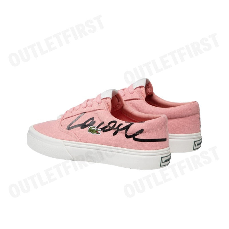 LACOSTE รุ่น  WOMEN'S JUMP SERVE LACE CANVAS SNEAKERS CODE: 7-42CFA0010PW1 รองเท้าผ้าใบ รองเท้าผู้หญิง รองเท้า