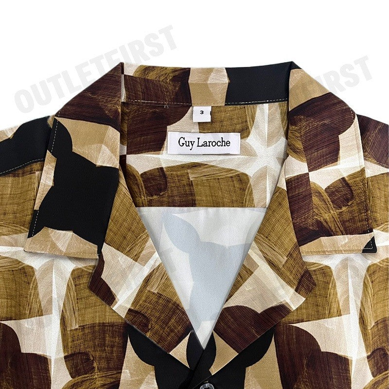 GUY LAROCHE รุ่น MEN'S LONG-SLEEVED PRINTED BROWN SHIRT CODE: BAB5201W2BR เสื้อเชิ้ตแขนยาว เสื้อเชิ๊ต เสื้อผู้ชาย