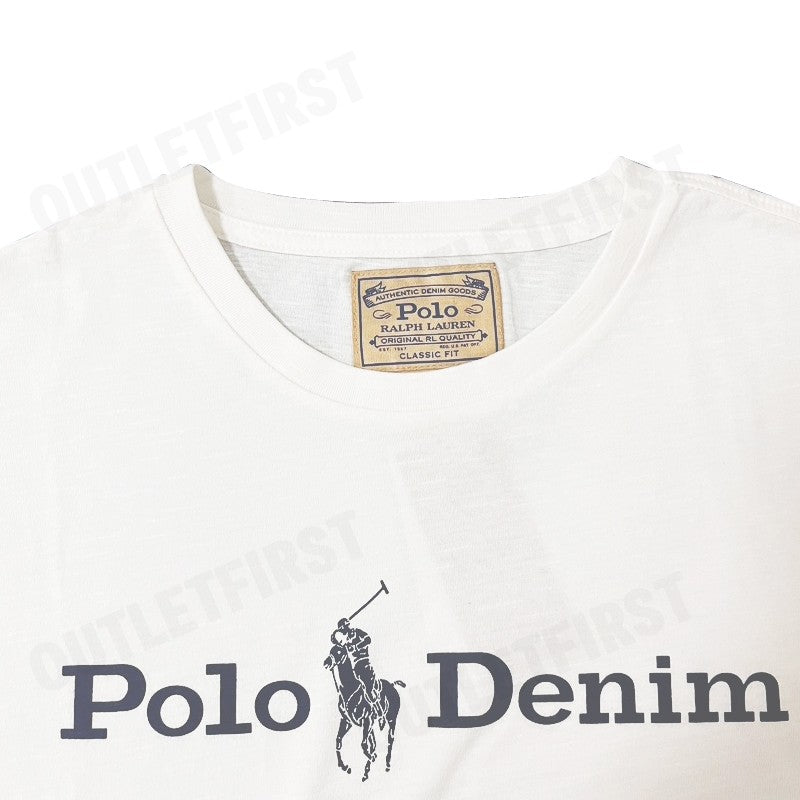 POLO RALPH LAUREN รุ่น  GRAPHIC POLO DENIM COTTON TEE CODE: 710865496008 เสื้อยืดคอกลม เสื้อยืดแขนสั้น เสื้อยืดผู้ชาย